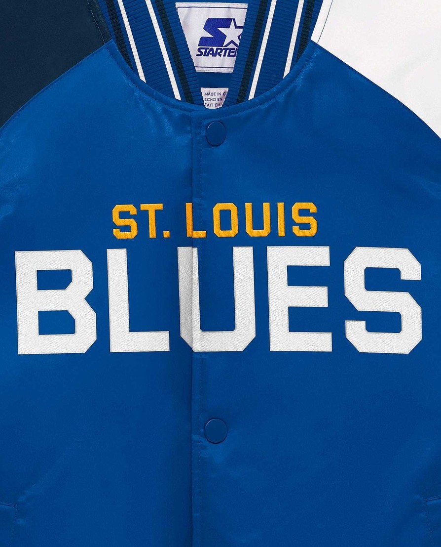 Nhl STARTER | St. Louis Blues Varsity Satin Full-Snap-Jacke Fur Jugendliche Bluesblau