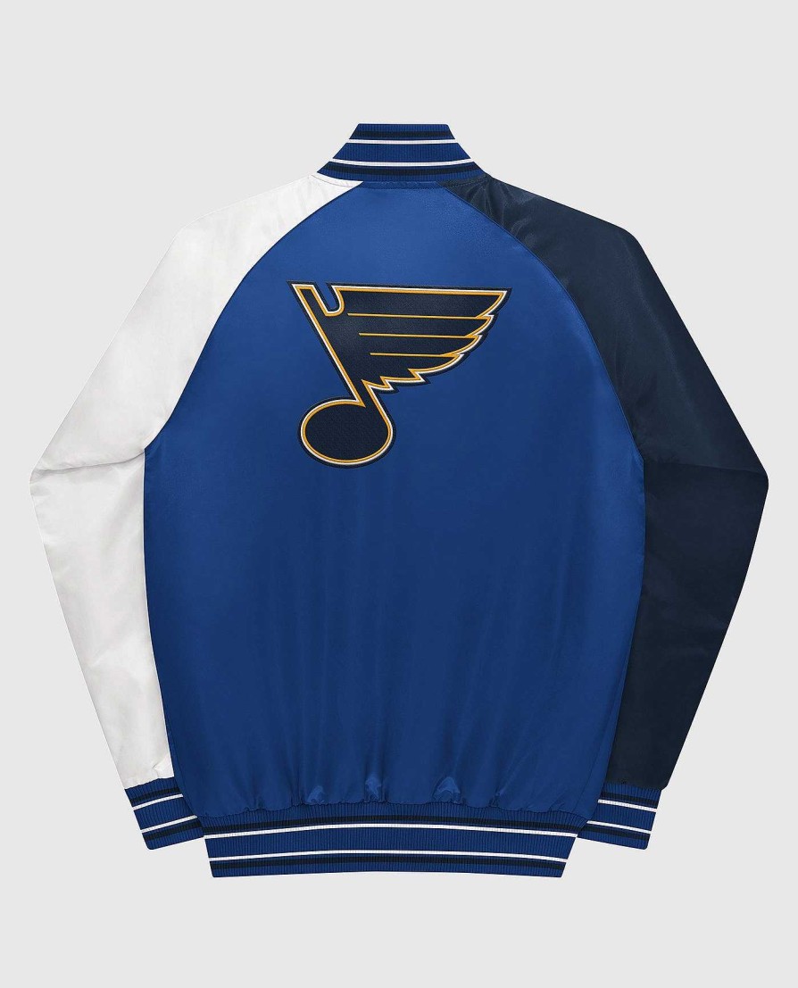 Nhl STARTER | St. Louis Blues Varsity Satin Full-Snap-Jacke Fur Jugendliche Bluesblau