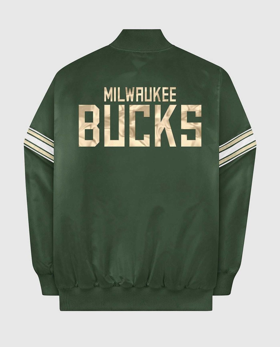 Nba STARTER | Milwaukee Bucks Varsity Satin Full-Snap-Jacke Bucksgreen