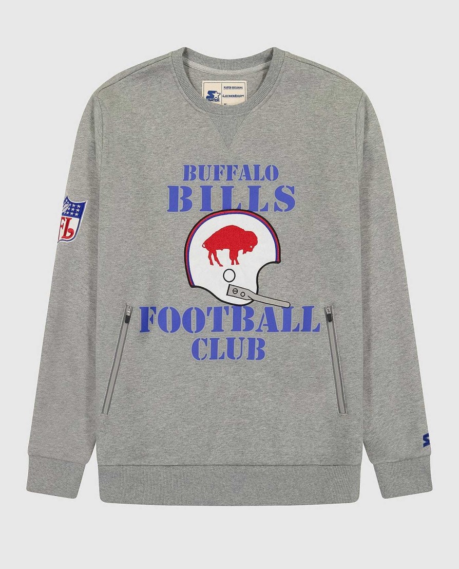 Nfl STARTER | Buffalo Bills Sweatshirt Mit Rundhalsausschnitt Und Reisverschlusstaschen Billsheathergrau