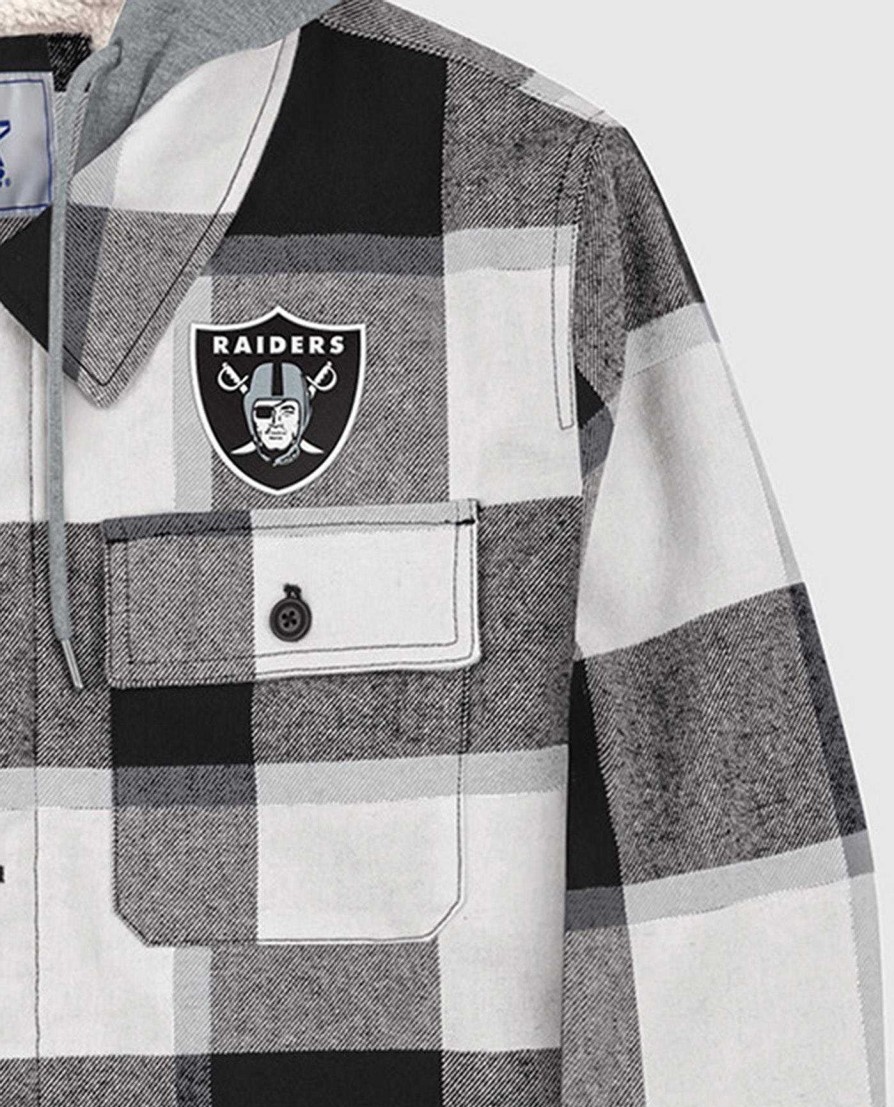 Nfl STARTER | Las Vegas Raiders The Big Joe Sherpa-Gefutterte Karierte Jacke Schwarz