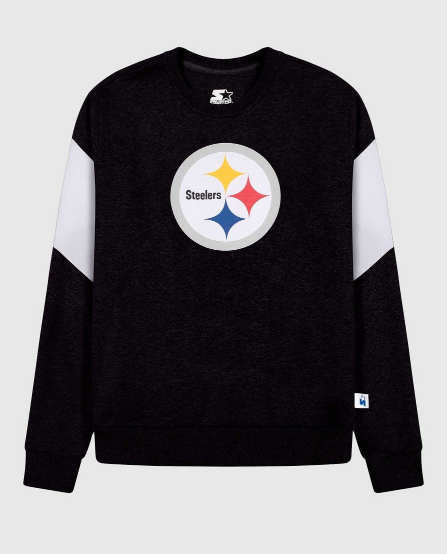 Nfl STARTER | Damen-Sweatshirt Der Pittsburgh Steelers Mit Rundhalsausschnitt Schwarz