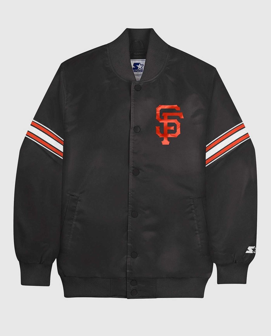 Mlb STARTER | San Francisco Giants Varsity Satin Full-Snap-Jacke Schwarz