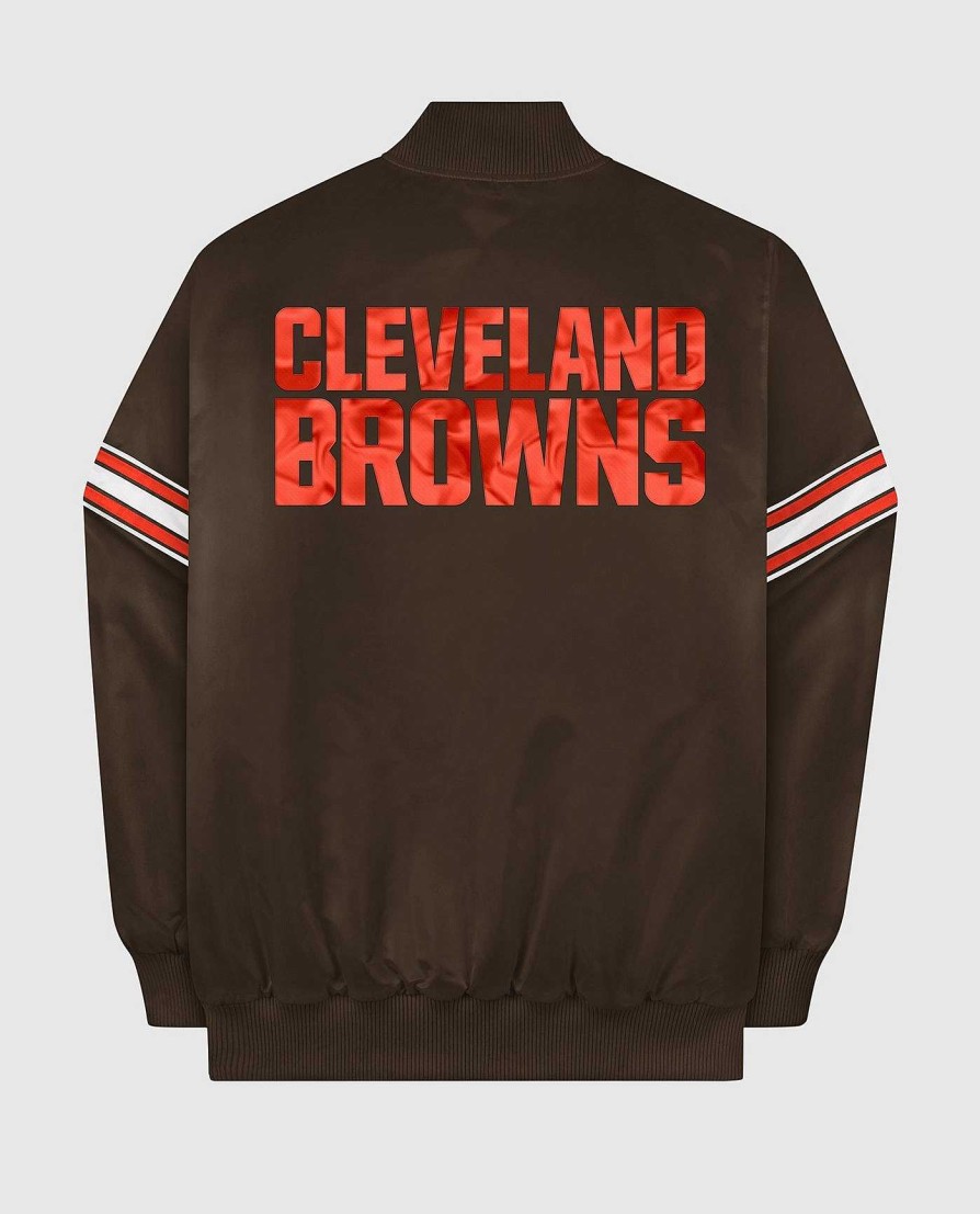 Nfl STARTER | Cleveland Browns Varsity Satin Full-Snap-Jacke Braunbraun