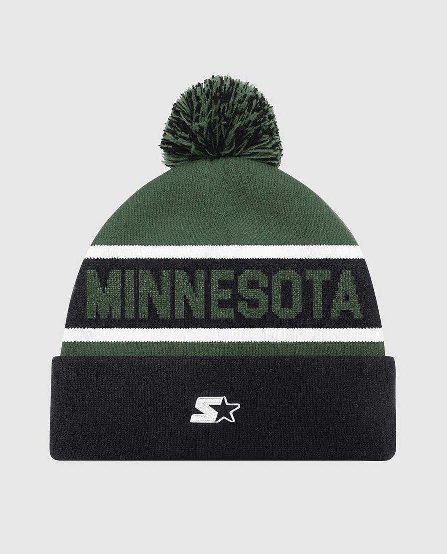 Nhl STARTER | Minnesota Wild Pom Beanie Schwarz