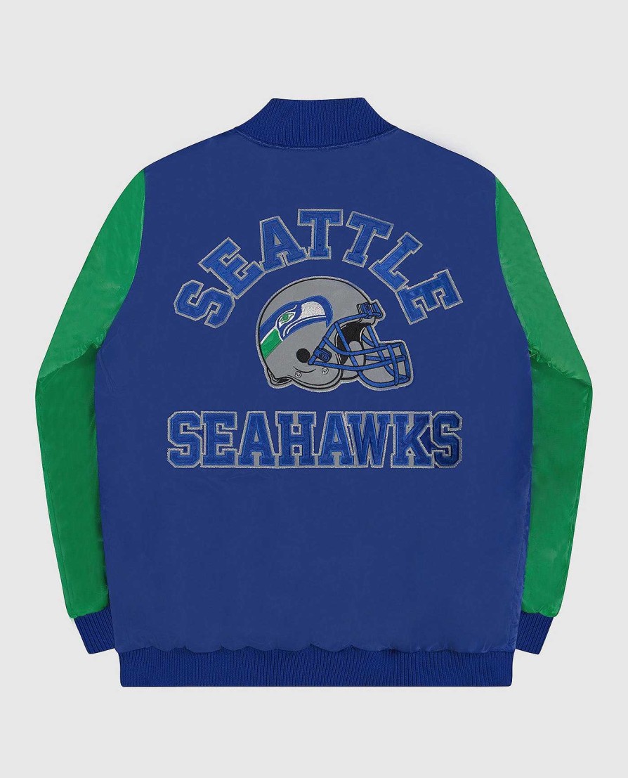 Nfl STARTER | Seattle Seahawks Varsity Satin Full-Snap-Jacke Seahawksblau