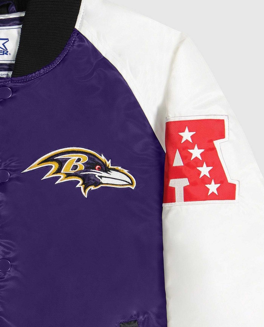 Nfl STARTER | Baltimore Ravens Varsity Satin Full-Snap-Jacke Ravenpurple