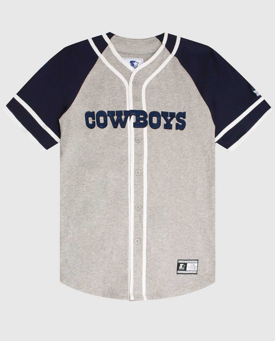 Nfl STARTER | Baseballtrikot Der Dallas Cowboys Aus Baumwolle Mit Knopfleiste Vorne Cowboysgrau