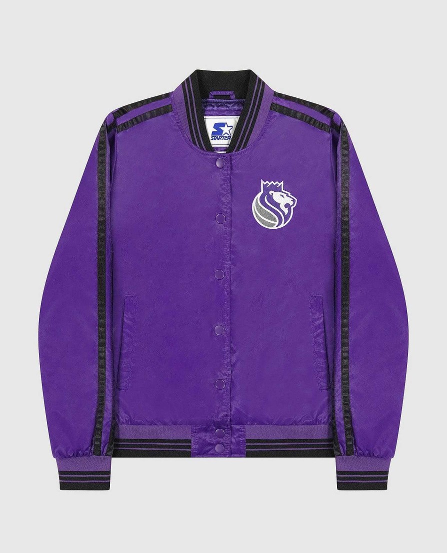 Nba STARTER | Sacramento Kings Varsity Satin Full-Snap-Jacke Fur Damen Konigspurple